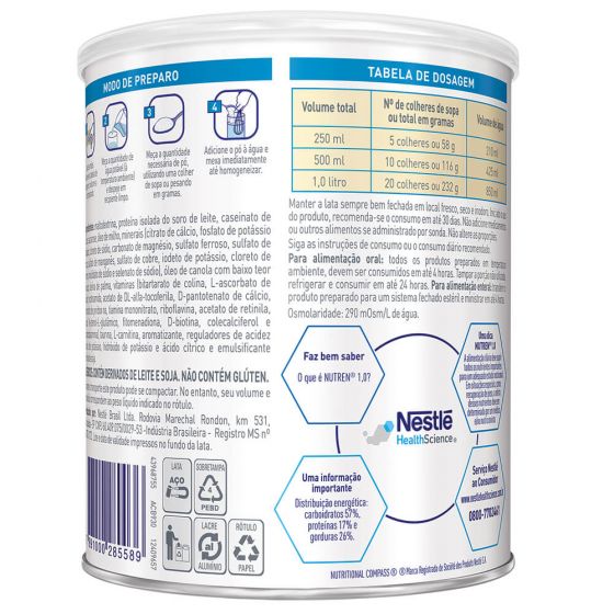 Nutren 1 0 baunilha lata 400gr grupo nutrimaxima